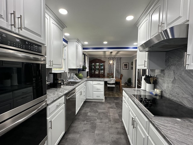 2364 Skyview Dr, Centerville, TN 37033 - kitchen featuring stainless steel appliances, under cabinet range hood, a sink, recessed lighting, and backsplash