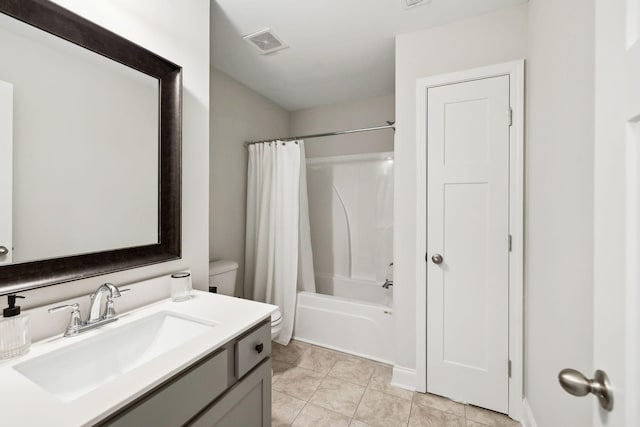 4337 Peacemill Ln, Murfreesboro, TN 37128 - full bathroom featuring toilet, vanity, shower / bath combination with curtain, and tile patterned flooring