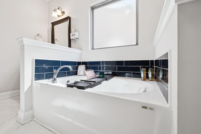 4337 Peacemill Ln, Murfreesboro, TN 37128 - full bathroom featuring marble finish floors, a bath, and baseboards