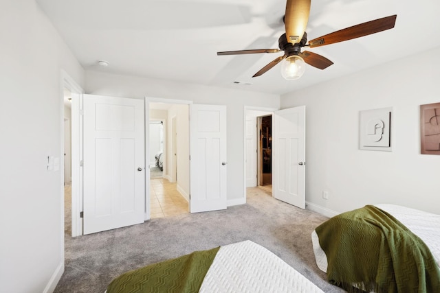 4337 Peacemill Ln, Murfreesboro, TN 37128 - bedroom with light colored carpet, baseboards, and a ceiling fan