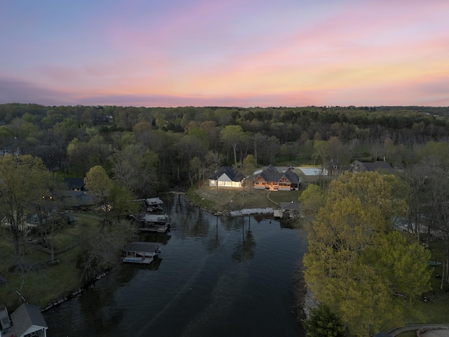 199 Beach Rd N, Killen, AL 35645 - aerial view of property and surrounding area featuring a nearby body of water and a heavily wooded area