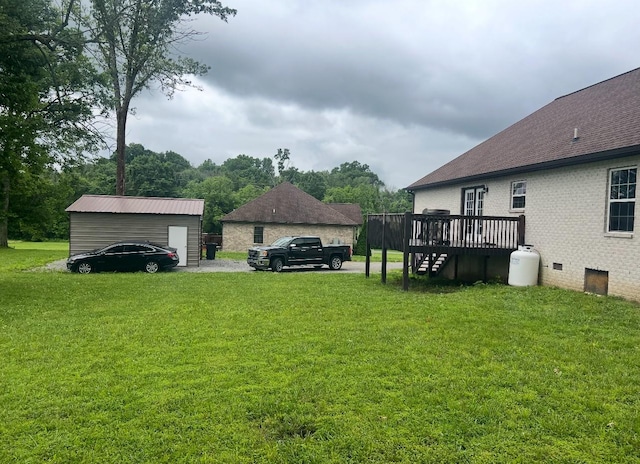 460 Armstrong Rd, Castalian Springs, TN 37031 - view of grassy yard featuring a wooden deck and stairway