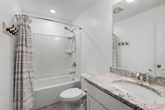 2717 Gossett Trl, Nashville, TN 37221 - bathroom featuring shower / tub combo, toilet, and vanity