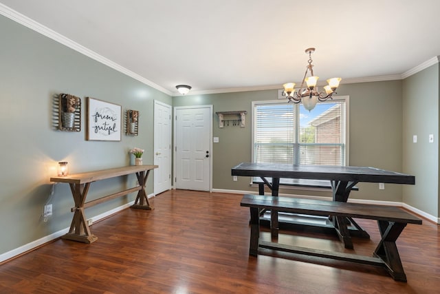 102 Mckinley Dr, Columbia, TN 38401 - dining room featuring a chandelier, crown molding, baseboards, and wood finished floors