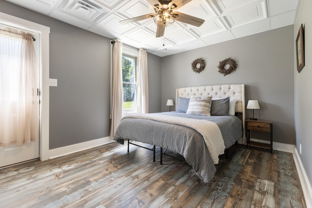 2890 Ellis Ln, Palmyra, TN 37142 - bedroom with wood finished floors, baseboards, and a ceiling fan