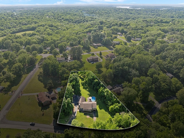 519 Glen Echo Dr, Old Hickory, TN 37138 - aerial view of property's location with property boundaries highlighted and a heavily wooded area