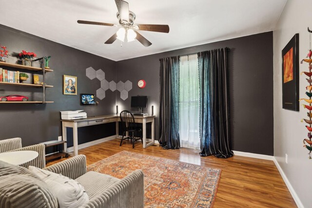 519 Glen Echo Dr, Old Hickory, TN 37138 - office with plenty of natural light, a ceiling fan, wood finished floors, and baseboards