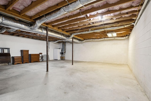 519 Glen Echo Dr, Old Hickory, TN 37138 - unfinished below grade area featuring freestanding refrigerator and concrete block wall