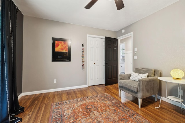 519 Glen Echo Dr, Old Hickory, TN 37138 - living area with wood finished floors, a ceiling fan, and baseboards