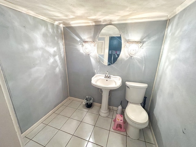 126 Carroll St S, Bruceton, TN 38317 - bathroom with ornamental molding, toilet, and tile patterned floors