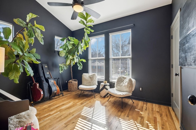 1609 Marsden Ave, Nashville, TN 37216 - living area with a ceiling fan, vaulted ceiling, and wood finished floors