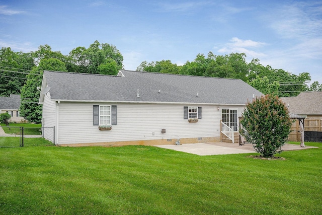 3408 Wj Robinson Rd, Cookeville, TN 38506 - back of property with crawl space, a patio, entry steps, and a shingled roof