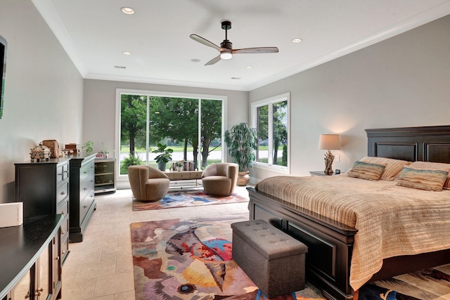1161 Chloe Dr, Gallatin, TN 37066 - bedroom featuring recessed lighting, crown molding, and a ceiling fan