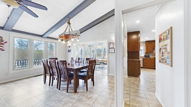 695 Bayshore Dr, Cadiz, KY 42211 - dining space featuring light tile patterned flooring, ceiling fan, baseboards, and recessed lighting