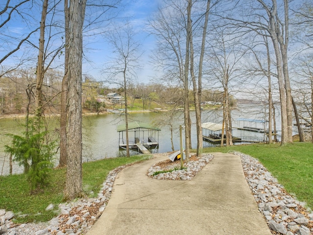 695 Bayshore Dr, Cadiz, KY 42211 - dock area featuring a water view and boat lift