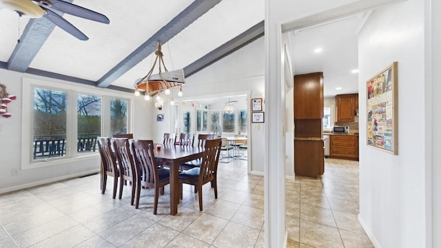 695 Bayshore Dr, Cadiz, KY 42211 - dining area featuring light tile patterned floors, a ceiling fan, baseboards, and recessed lighting