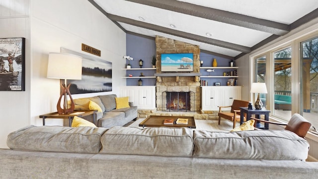 695 Bayshore Dr, Cadiz, KY 42211 - living room with a fireplace and built in shelves