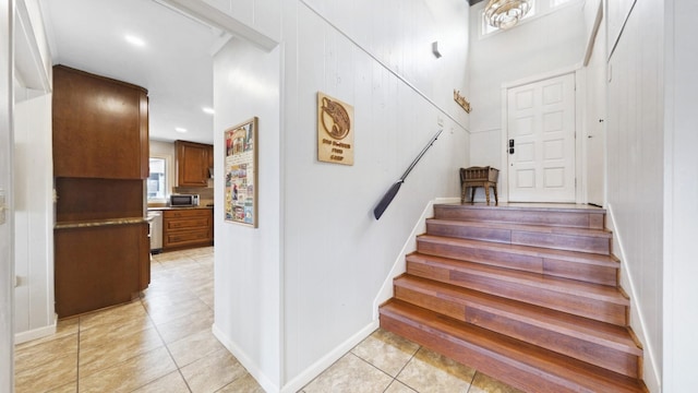 695 Bayshore Dr, Cadiz, KY 42211 - stairway with tile patterned flooring and baseboards