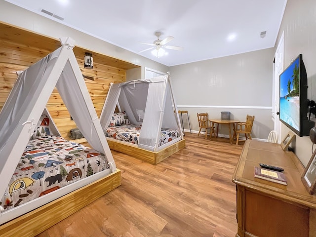 695 Bayshore Dr, Cadiz, KY 42211 - bedroom with wood finished floors, baseboards, and a ceiling fan