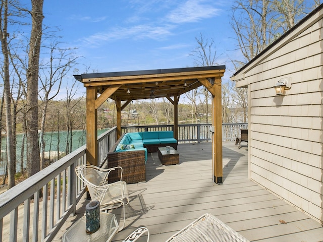 695 Bayshore Dr, Cadiz, KY 42211 - deck featuring outdoor lounge area and a water view