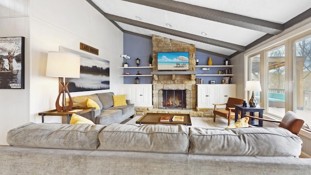 695 Bayshore Dr, Cadiz, KY 42211 - living room with built in shelves and a fireplace