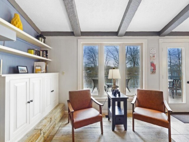 695 Bayshore Dr, Cadiz, KY 42211 - living area featuring beamed ceiling