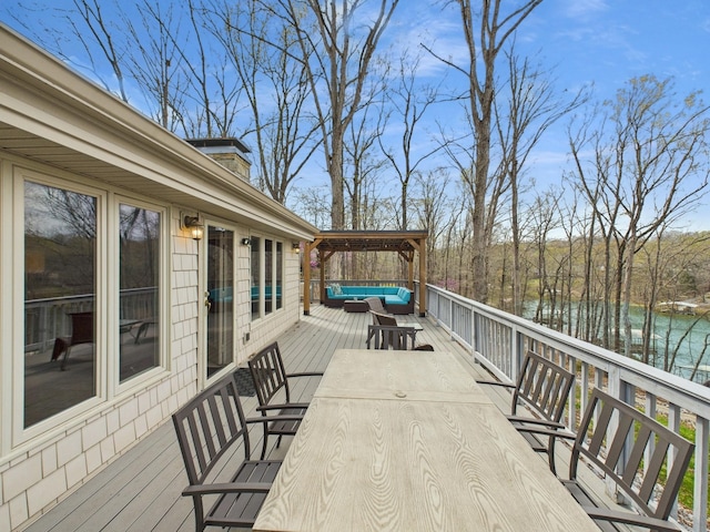 695 Bayshore Dr, Cadiz, KY 42211 - wooden terrace with outdoor lounge area and a water view