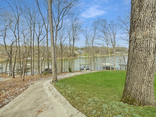 695 Bayshore Dr, Cadiz, KY 42211 - view of green lawn featuring a water view and a boat dock