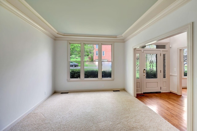 213 Andover Way, Nashville, TN 37221 - carpeted entryway with ornamental molding, healthy amount of natural light, wood finished floors, a tray ceiling, and baseboards