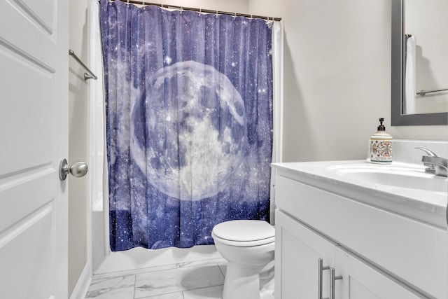 1928 Sydney Louise Dr, Clarksville, TN 37042 - full bath with vanity, marble finish flooring, toilet, and shower / bath combination with curtain