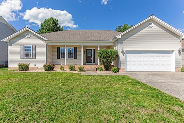991 Wing Tip Cir, Hopkinsville, KY 42240 - single story home with driveway, a garage, a front yard, a porch, and a shingled roof