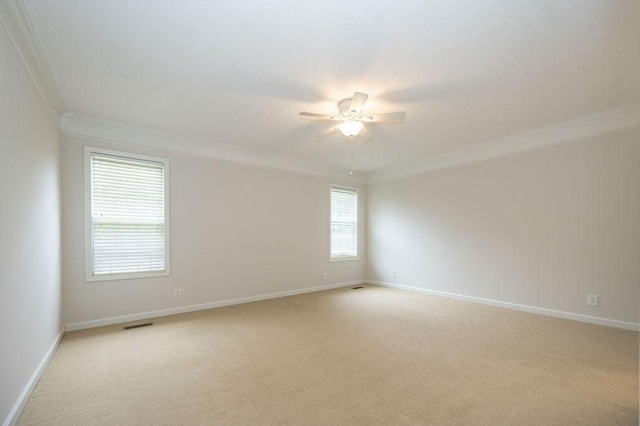 2818 Crazy Horse, Murfreesboro, TN 37127 - unfurnished room with ornamental molding, a ceiling fan, light colored carpet, and baseboards