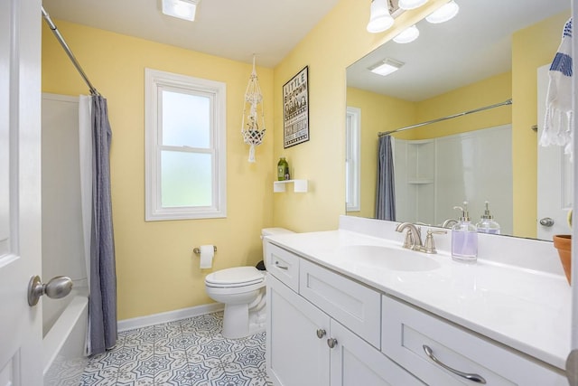 3120 Larkspur Dr, Nashville, TN 37207 - full bathroom with vanity, baseboards, toilet, shower / tub combo, and tile patterned floors
