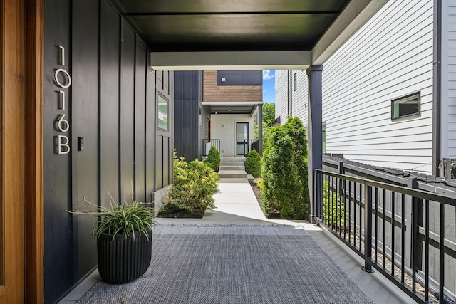 1016B 9th Ave S, Nashville, TN 37203 - doorway to property with board and batten siding and a porch