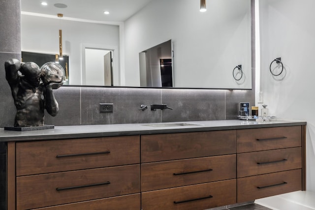 1016B 9th Ave S, Nashville, TN 37203 - full bathroom with double vanity and recessed lighting