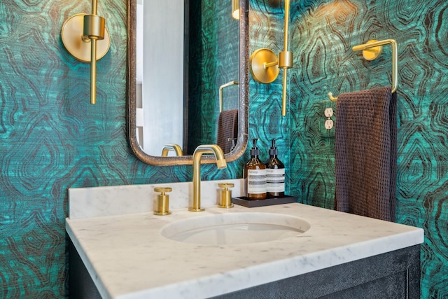 1016B 9th Ave S, Nashville, TN 37203 - bathroom with vanity and wallpapered walls
