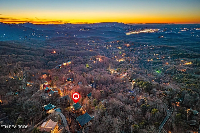 1815 Silver Poplar Ln, Sevierville, TN 37876 - aerial view at dusk of a mountain view