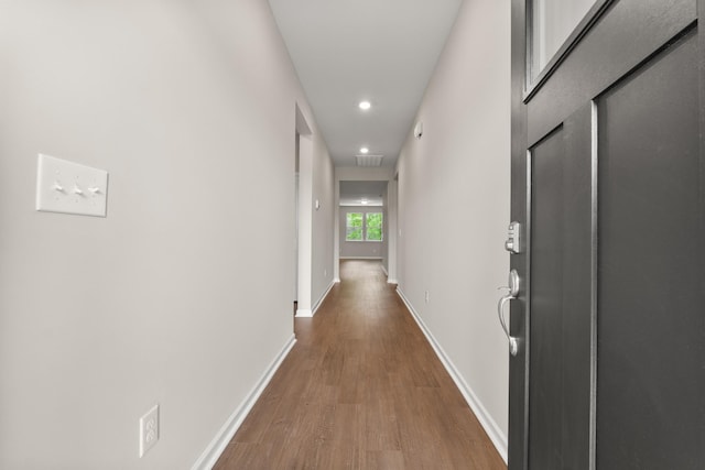 34 Aurora Cir, Fayetteville, TN 37334 - hallway featuring wood finished floors, baseboards, and recessed lighting