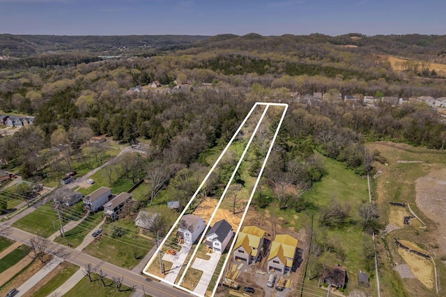534 Green Ln, Whites Creek, TN 37189 - aerial view of property and surrounding area with property parcel outlined and a forest
