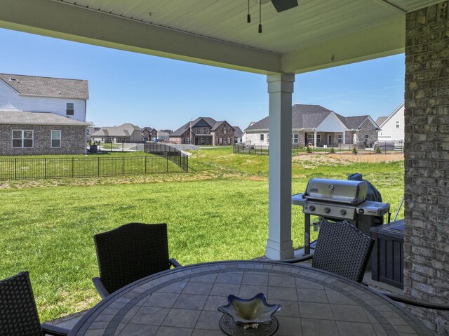 4115 Andes Dr, Murfreesboro, TN 37127 - view of patio / terrace featuring outdoor dining area, a residential view, a ceiling fan, and area for grilling