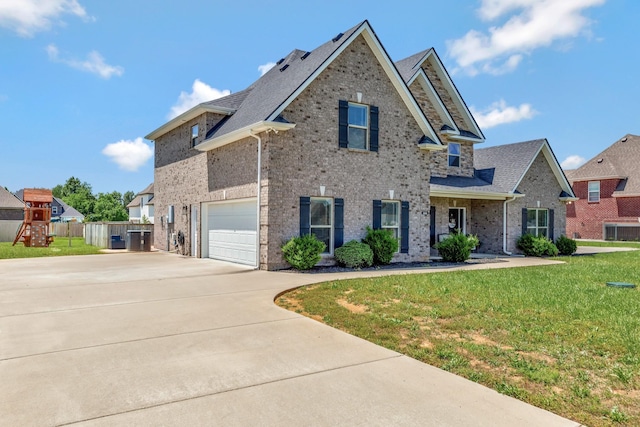 1114 Escalade Ct, Lascassas, TN 37085 - traditional-style house featuring driveway, cooling unit, brick siding, and an attached garage