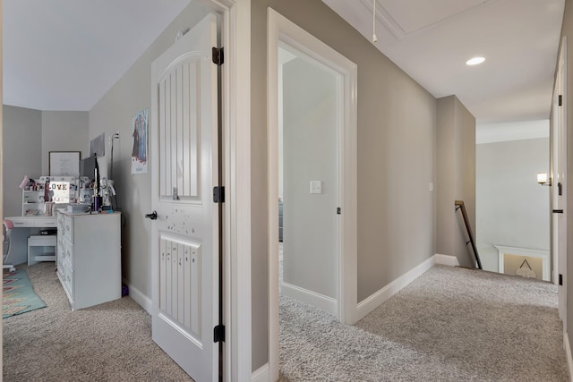 1114 Escalade Ct, Lascassas, TN 37085 - hallway featuring light colored carpet, an upstairs landing, and attic access
