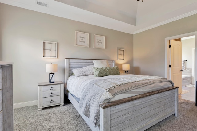 1114 Escalade Ct, Lascassas, TN 37085 - bedroom with light carpet, crown molding, and baseboards