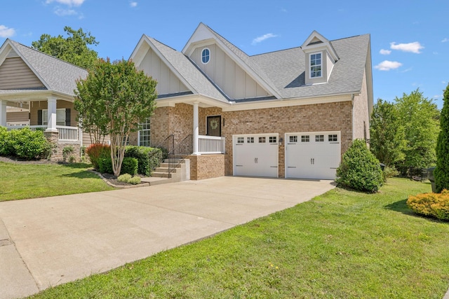 3324 Redmon Hl, Nolensville, TN 37135 - craftsman-style home with brick siding, driveway, board and batten siding, a garage, and a front lawn