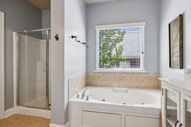 3324 Redmon Hl, Nolensville, TN 37135 - full bathroom with a shower stall, a tub with jets, vanity, and tile patterned flooring