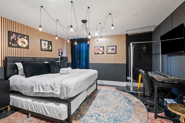 1203B Brick Church Pike, Nashville, TN 37207 - bedroom with wallpapered walls, a chandelier, baseboards, and an accent wall
