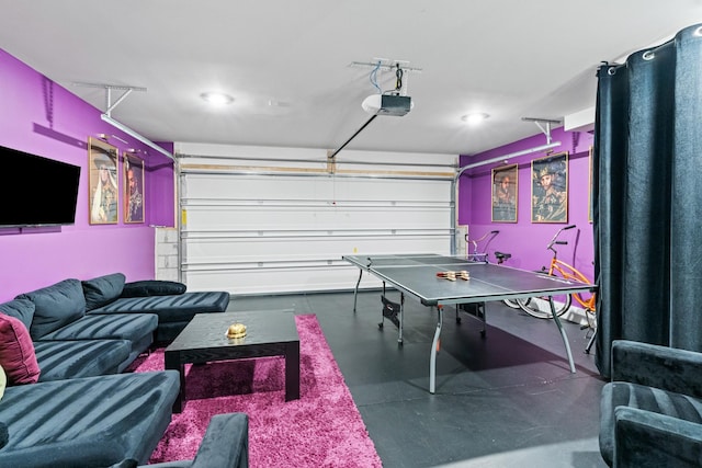 1203B Brick Church Pike, Nashville, TN 37207 - rec room with a garage, finished concrete flooring, and recessed lighting