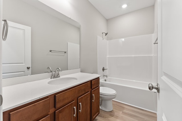 36 Aurora Cir, Fayetteville, TN 37334 - full bathroom featuring vanity, toilet, shower / bathtub combination, wood finished floors, and recessed lighting