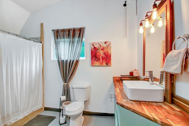 6969 Cuba Landing Rd, Waverly, TN 37185 - full bathroom featuring toilet, vanity, a shower with shower curtain, and baseboards