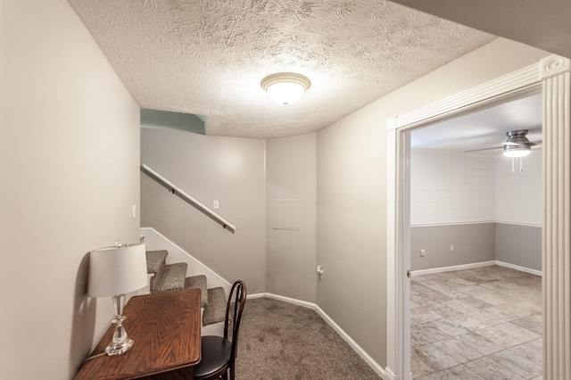 120 Brookhaven Dr, Gallatin, TN 37066 - office area featuring a textured ceiling, a ceiling fan, and baseboards